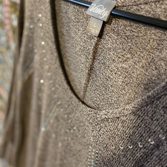 Vanity Sheer Rhinestone Top Size L - Picture 3 of 3